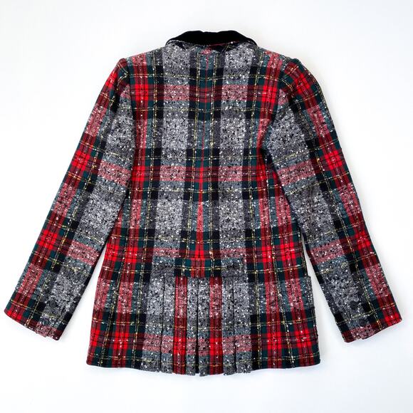 Valentino Vintage Plaid Wool Blazer Women’s Size 8 Checkered Jacket Button Front - Picture 6 of 7
